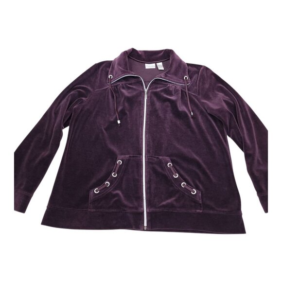 Chicos Zenergy Womens Purple Velvet Zip-Up Jacket Size 3 - Picture 8 of 8